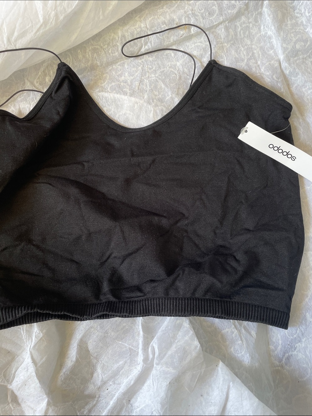 ododos Black Cropped Camisole with Thin Straps